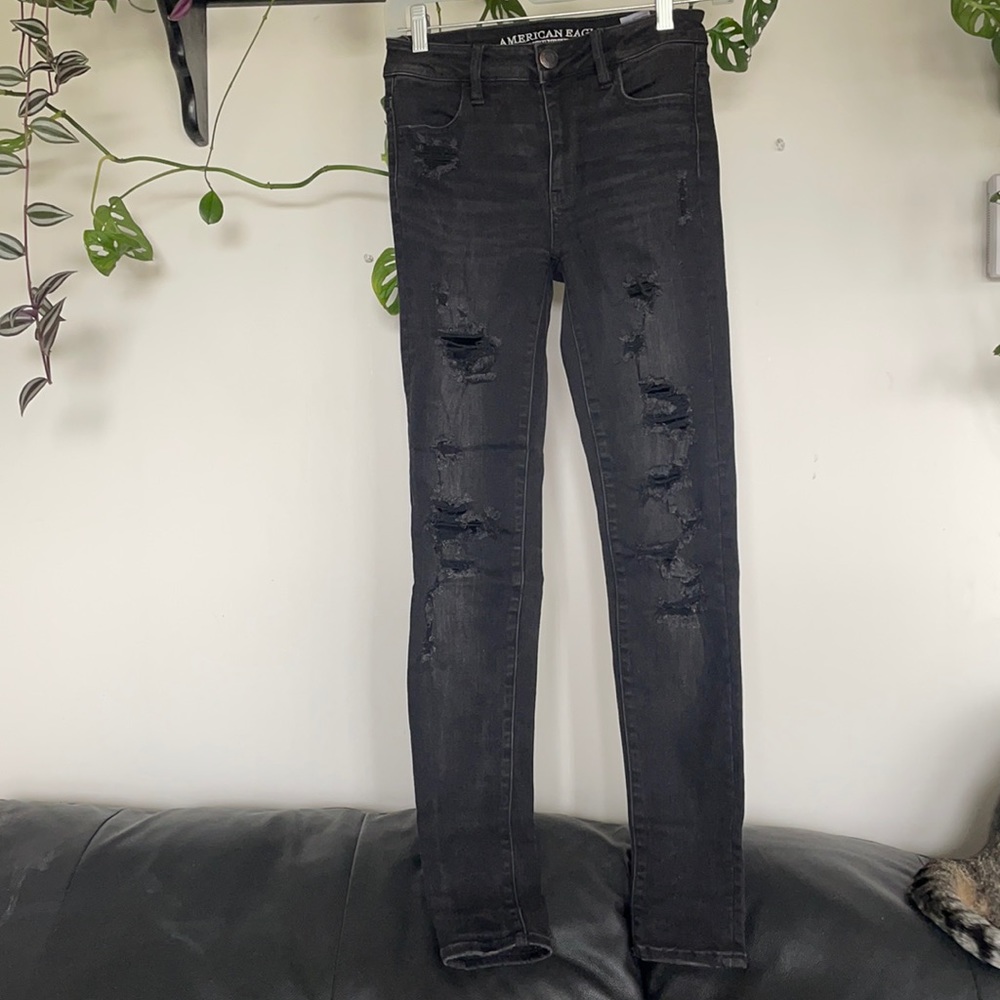 Mid rise ripped skinny jeans